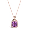 Thumbnail Image 0 of Le Vian 14ct Rose Gold Amethyst 0.23ct Diamond Cushion Halo Pendant