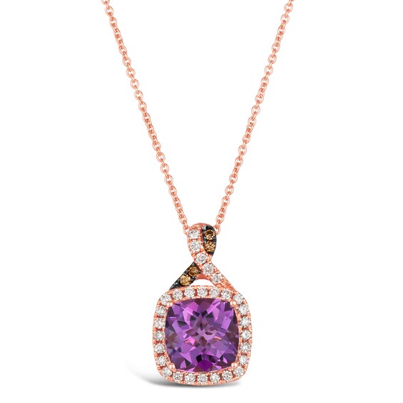 Le Vian 14ct Rose Gold Amethyst 0.23ct Diamond Pendant