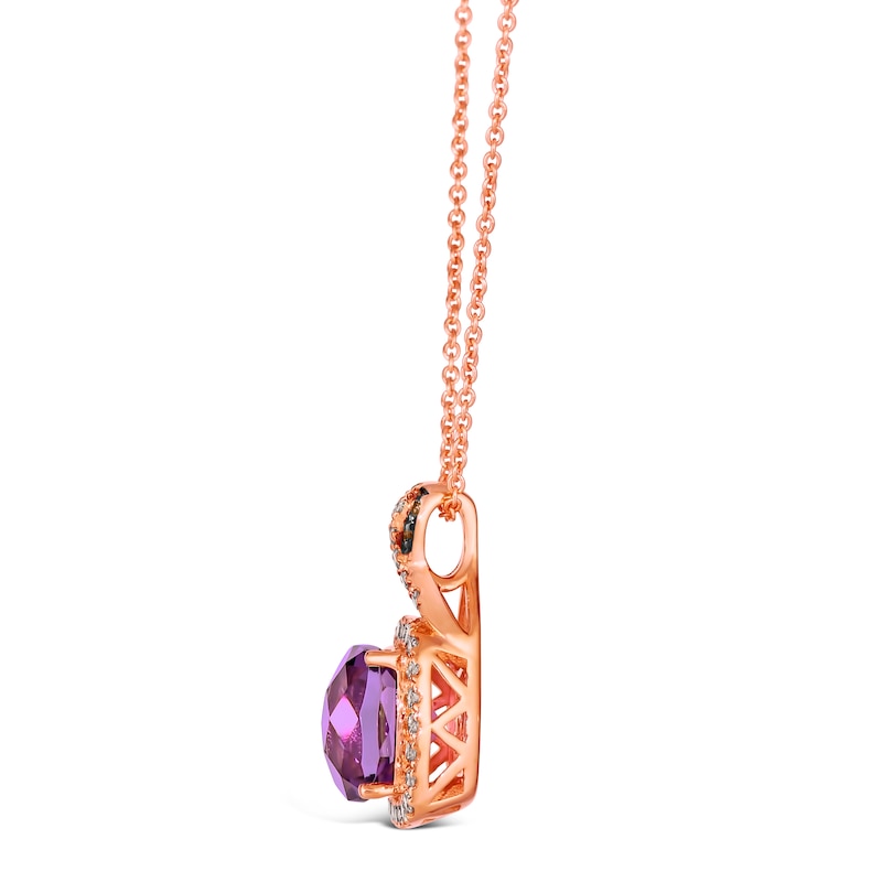 Le Vian 14ct Rose Gold Amethyst 0.23ct Diamond Cushion Halo Pendant