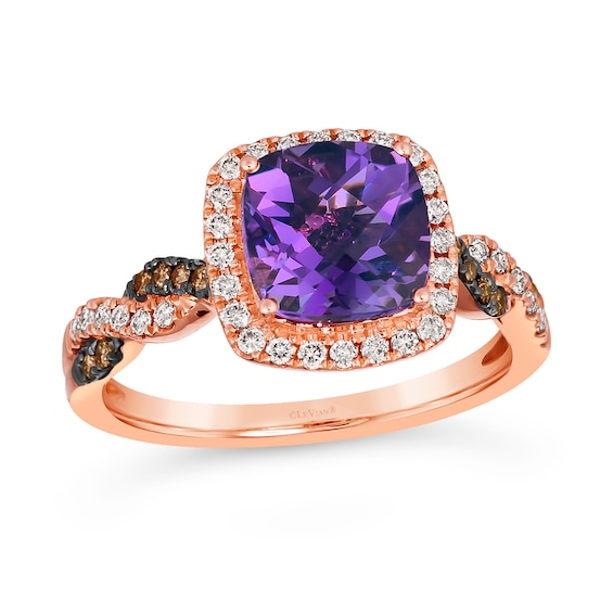 Le Vian 14ct Rose Gold Amethyst 0.29ct Diamond Ring
