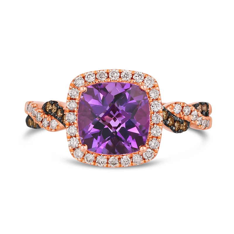 Le Vian 14ct Rose Gold Amethyst 0.29ct Diamond Ring