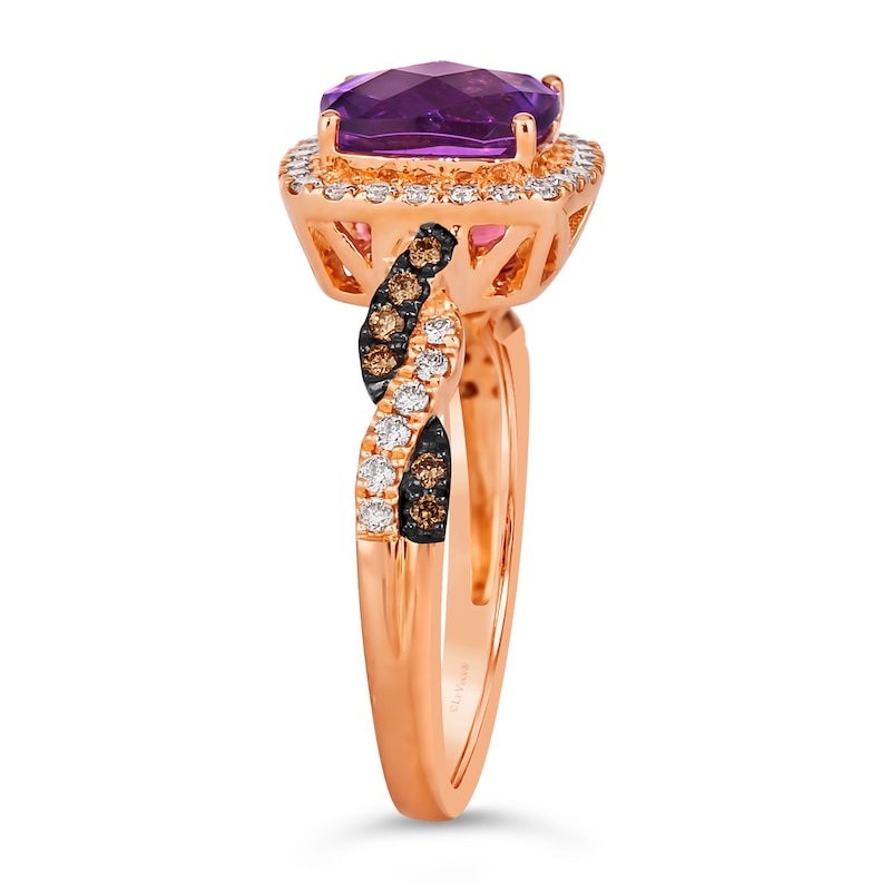 Le Vian 14ct Rose Gold Amethyst 0.29ct Diamond Ring