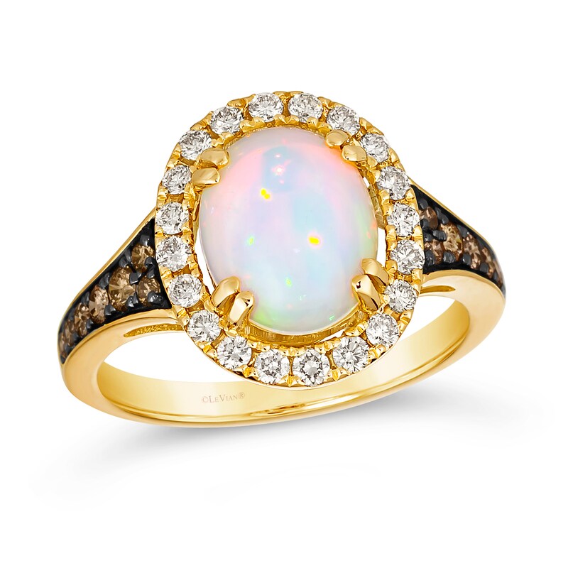 Le Vian 14ct Yellow Gold Opal 0.58ct Diamond Ring