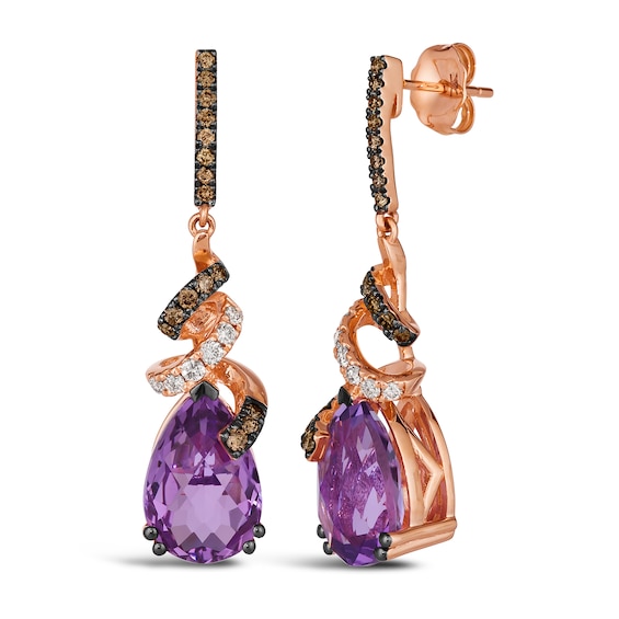 Le Vian 14ct Rose Gold Amethyst 0.45ct Diamond Drop Earrings