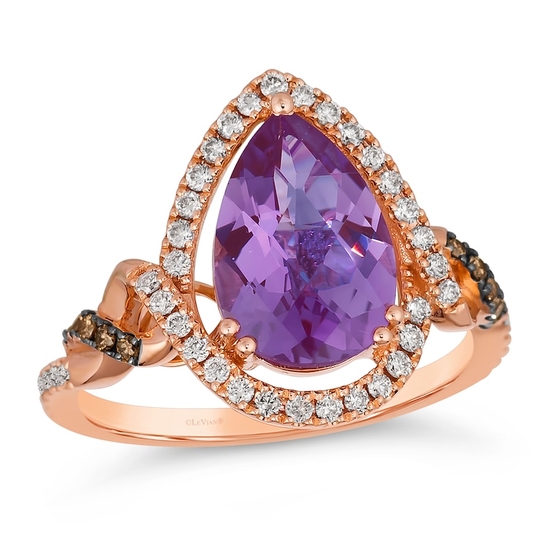 Le Vian 14ct Rose Gold Amethyst 0.37ct Diamond Ring