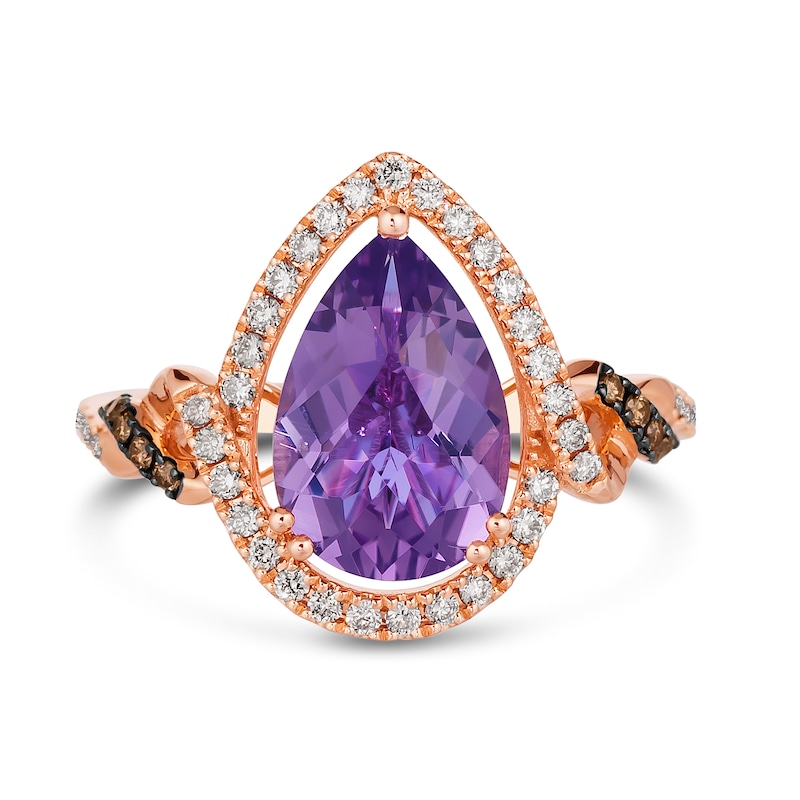 Le Vian 14ct Rose Gold Amethyst 0.37ct Diamond Ring