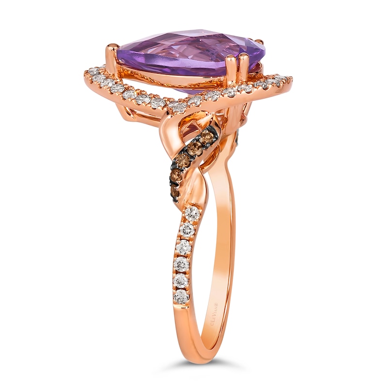 Le Vian 14ct Rose Gold Amethyst 0.37ct Diamond Ring