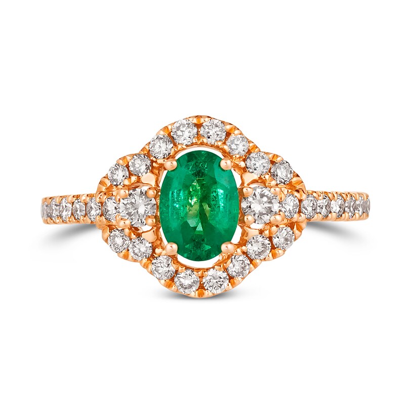 Le Vian 14ct Rose Gold Emerald 0.58ct Diamond Ring