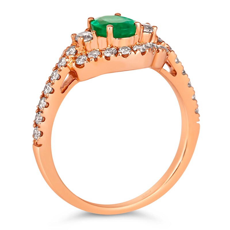 Le Vian 14ct Rose Gold Emerald 0.58ct Diamond Ring