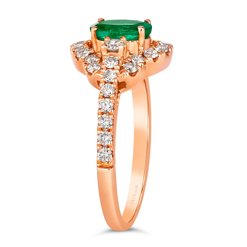 Le Vian 14ct Rose Gold Emerald 0.58ct Diamond Ring