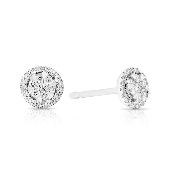 9ct White Gold 0.14ct Total Diamond Halo Stud Earrings