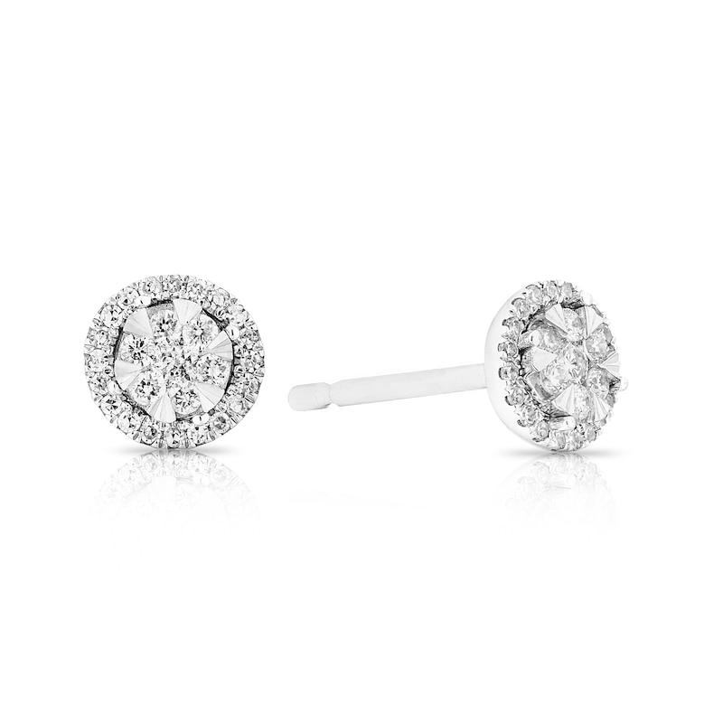 9ct White Gold 0.14ct Total Diamond Halo Stud Earrings