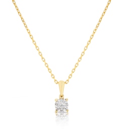 9ct Yellow Gold Diamond Cluster Pendant