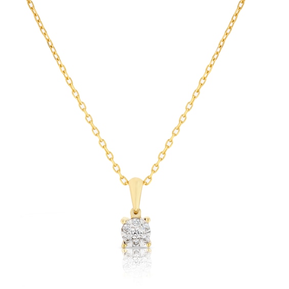 9ct Yellow Gold Diamond Cluster Pendant