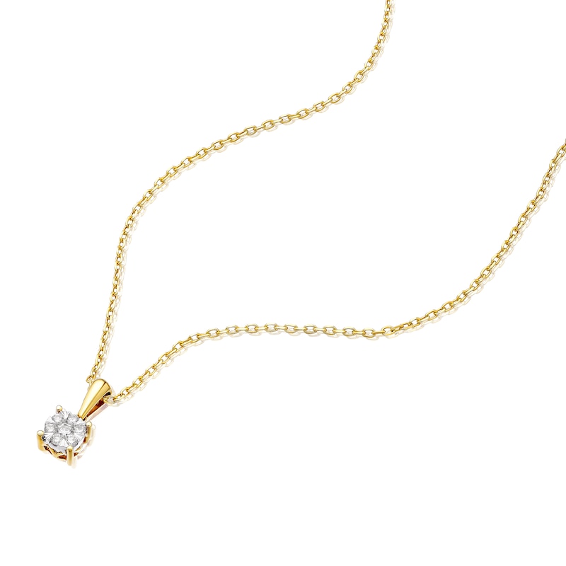 Main Image 2 of 9ct Yellow Gold Diamond Cluster Pendant