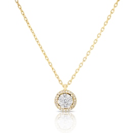 9ct Yellow Gold 0.09ct Total Diamond Halo Pendant