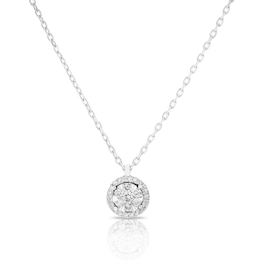 9ct White Gold 0.09ct Total Diamond Halo Pendant