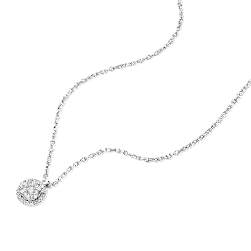 Main Image 2 of 9ct White Gold 0.09ct Total Diamond Halo Pendant