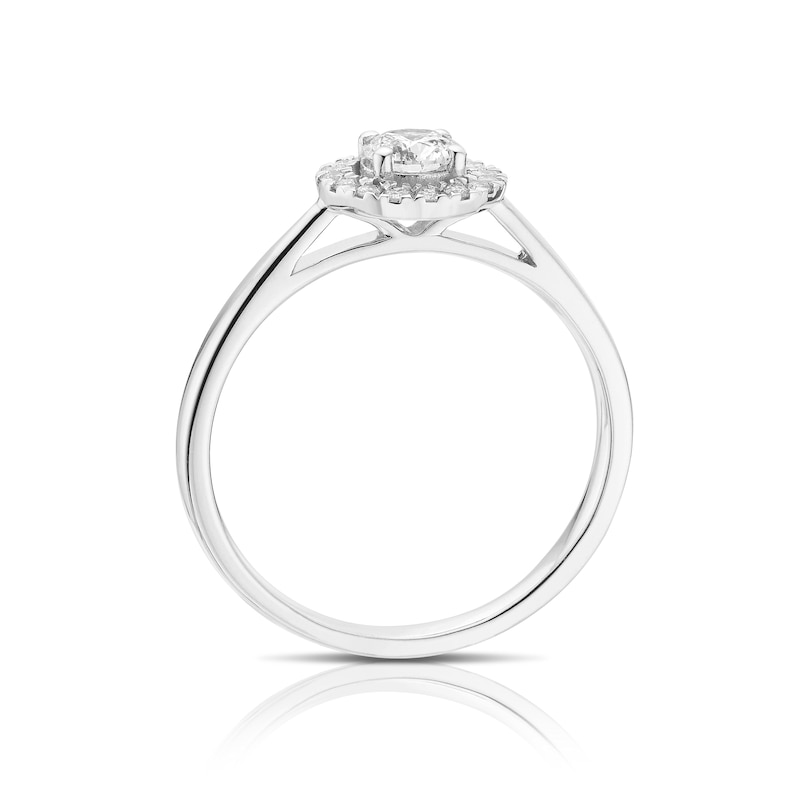 Main Image 3 of Engagement Ring 18ct White Gold 0.40ct Total Diamond Round Halo Ring