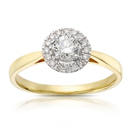 Engagement Ring 18ct Yellow Gold 0.40ct Total Diamond Round Halo Ring