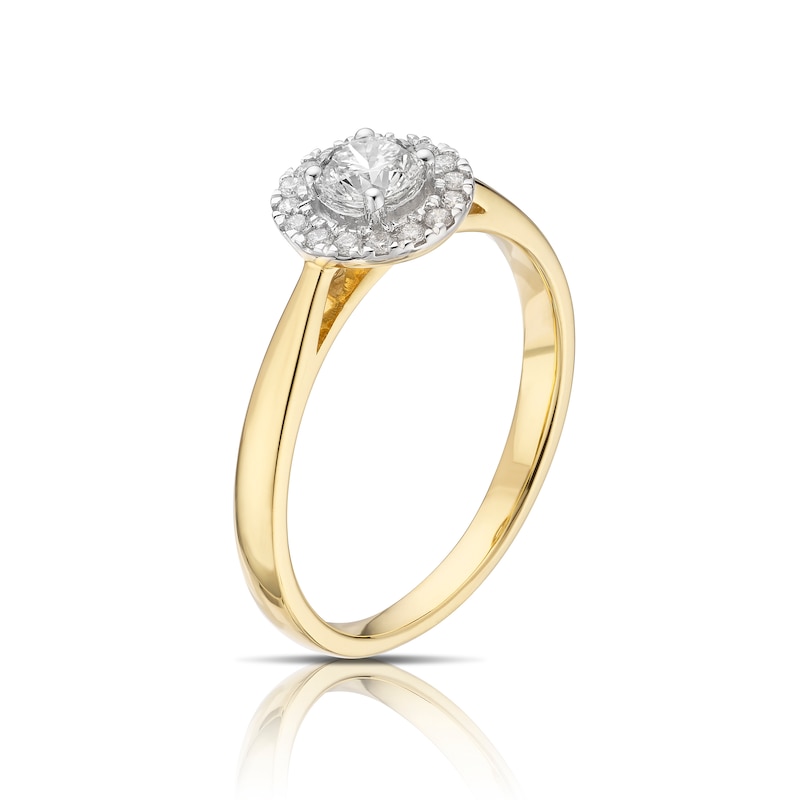 Main Image 2 of Engagement Ring 18ct Yellow Gold 0.40ct Total Diamond Round Halo Ring