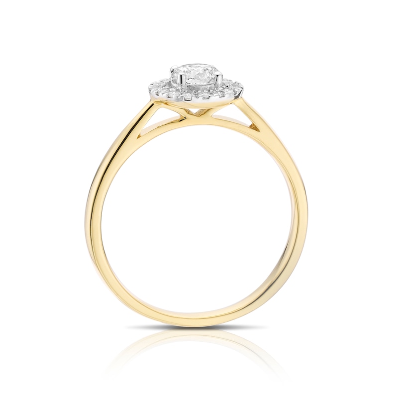 Main Image 3 of Engagement Ring 18ct Yellow Gold 0.40ct Total Diamond Round Halo Ring