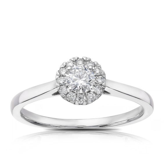Engagement Ring 18ct White Gold Round Halo 0.33ct Diamond Ring