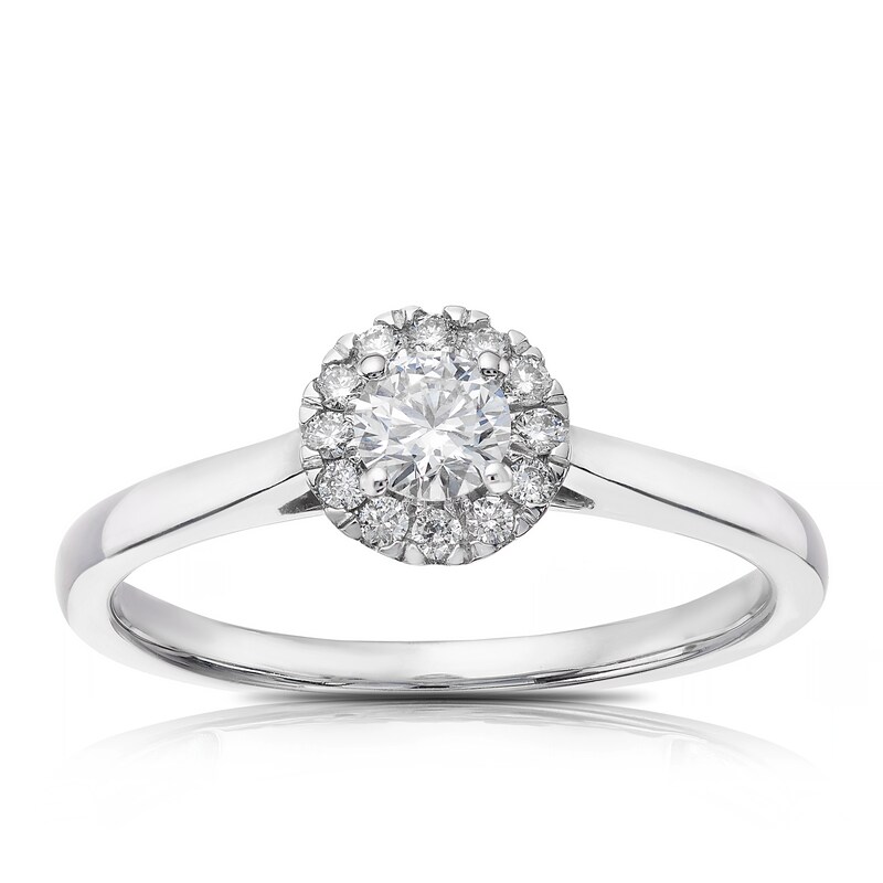 Main Image 1 of 18ct White Gold 0.33ct Total Diamond Round Halo Ring