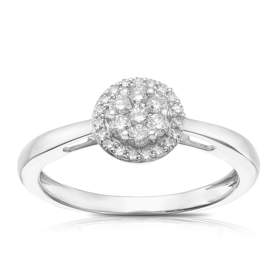 9ct White Gold 0.15ct Total Diamond Round Cluster Ring