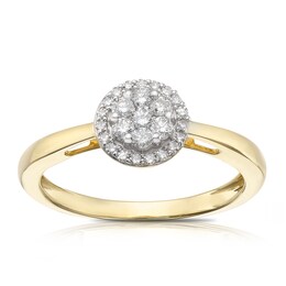 9ct Yellow Gold 0.15ct Total Diamond Round Cluster Ring