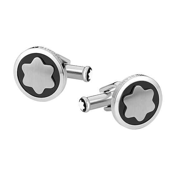 Men's Montblanc Stainless Steel Onyx Cufflinks