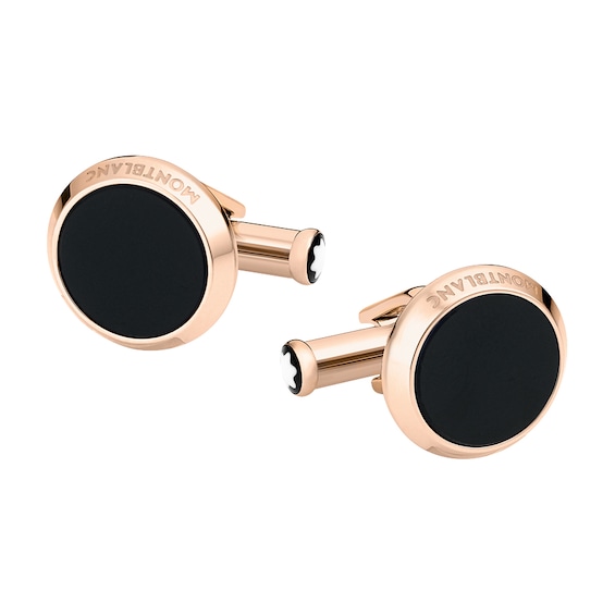 Men's Montblanc Rose Gold Plated Onyx Cufflinks