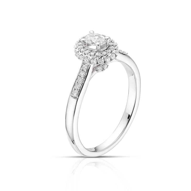 Main Image 2 of Engagement Ring 9ct White Gold 0.40ct Total Diamond Oval Cut Halo Ring