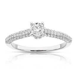 Engagement Ring 9ct White Gold 0.60ct Total Diamond Round Solitaire Ring