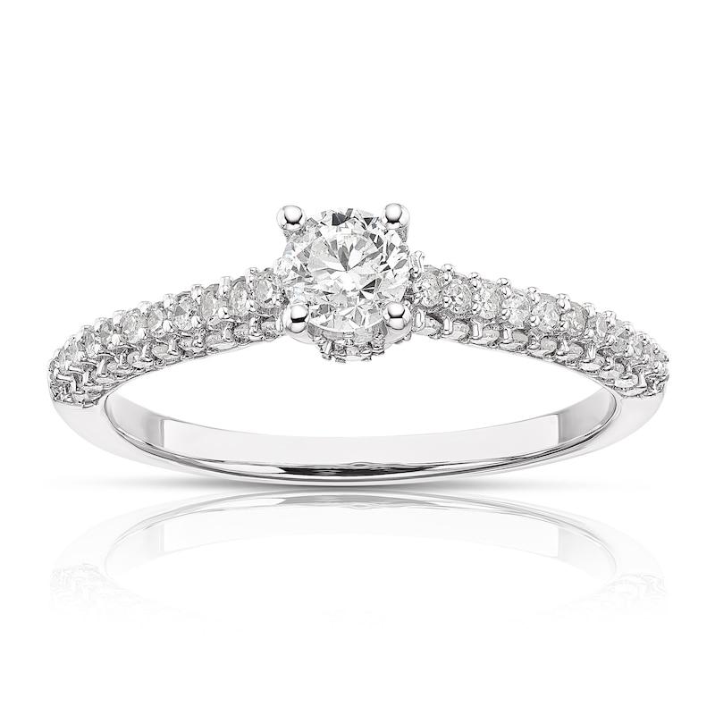 Main Image 1 of Engagement Ring 9ct White Gold 0.60ct Total Diamond Round Solitaire Ring