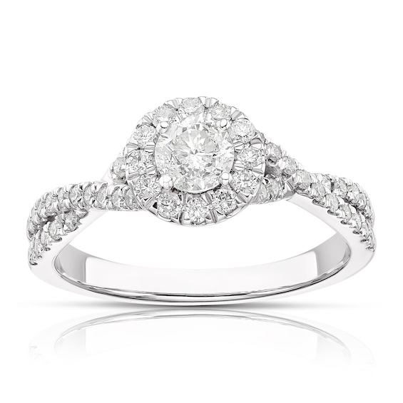 Engagement Ring 18ct White Gold 0.75ct Total Diamond Round H