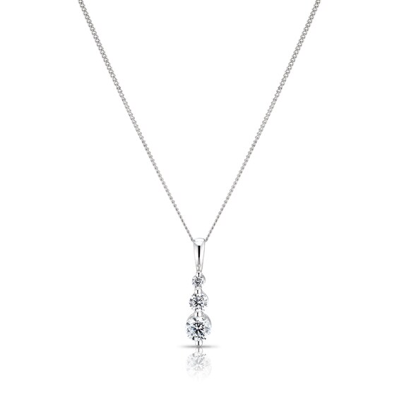 9ct White Gold Cubic Zirconia Trilogy Pendant