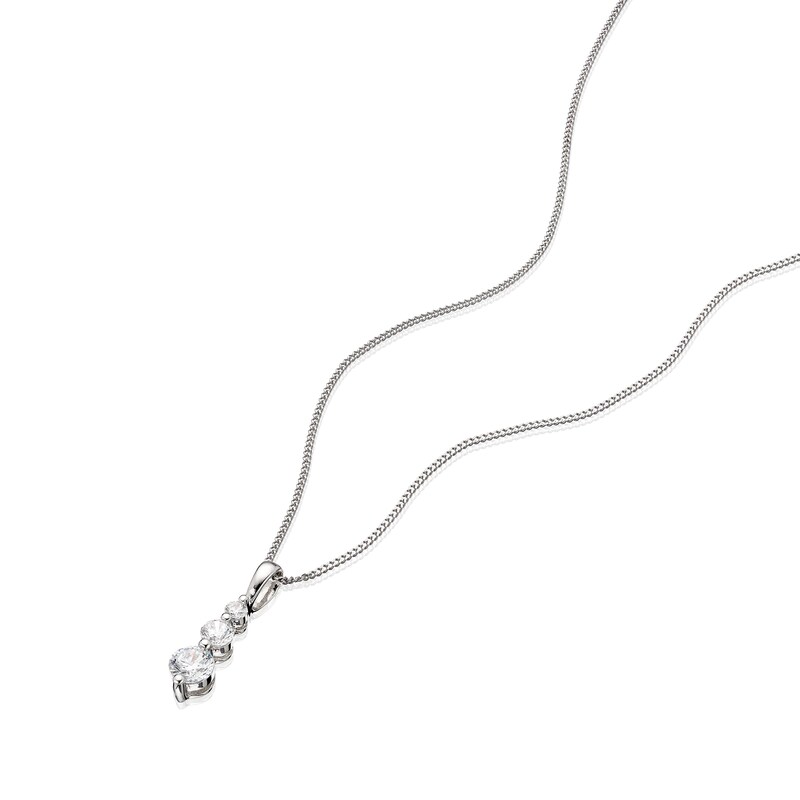 9ct White Gold Cubic Zirconia Trilogy Pendant