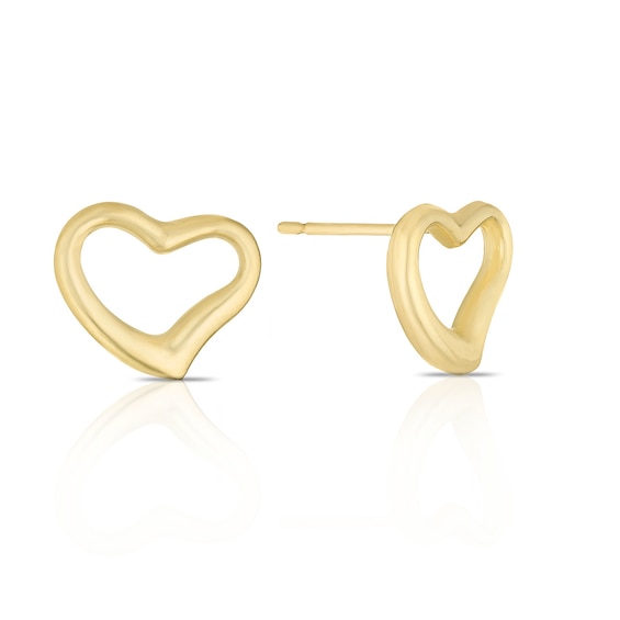 9ct Yellow Gold Open Heart Stud Earrings