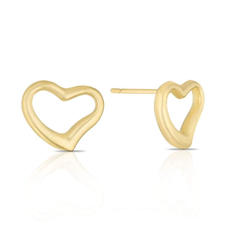 9ct Yellow Gold Open Heart Stud Earrings