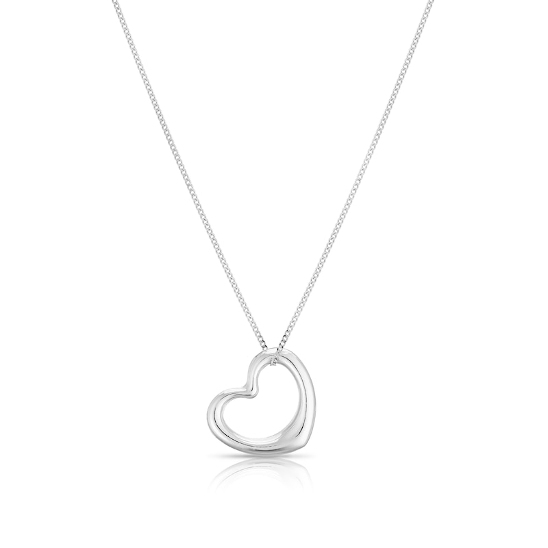 Main Image 1 of 9ct White Gold Open Heart Pendant