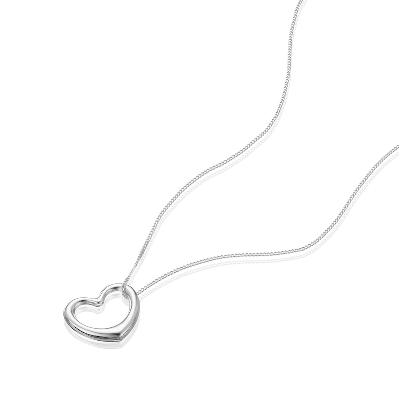Main Image 2 of 9ct White Gold Open Heart Pendant