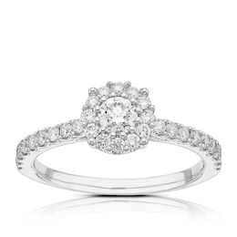 9ct White Gold 0.50ct Total Diamond Round Halo Ring