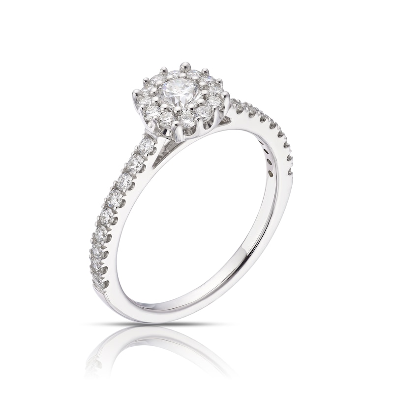 Main Image 2 of 9ct White Gold 0.50ct Total Diamond Round Halo Ring