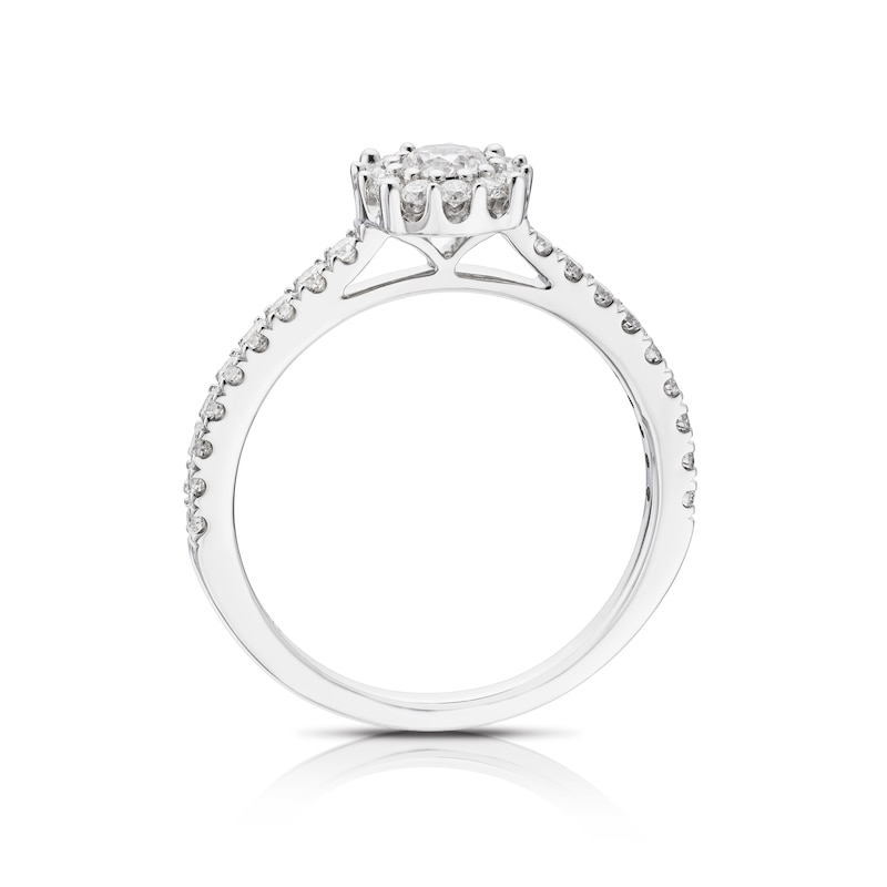 Main Image 3 of 9ct White Gold 0.50ct Total Diamond Round Halo Ring