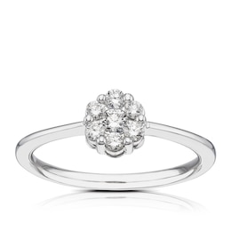 9ct White Gold 0.25ct Total Diamond Round Cluster Ring