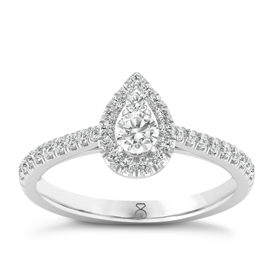 Engagement Ring The Diamond Story Platinum Pear Halo 0.50ct Diamond Ring