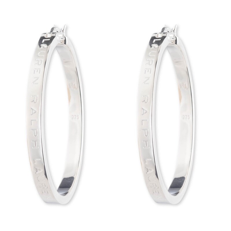 Lauren Ralph Lauren Sterling Silver Logo Hoop Earrings