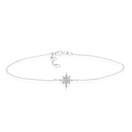 9ct White Gold 7 Inch 0.05ct Total Diamond North Star Bracelet