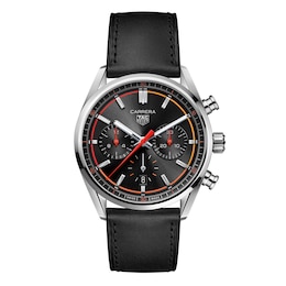 TAG Heuer Carrera Men's Stainless Steel & Black Leather Strap Watch